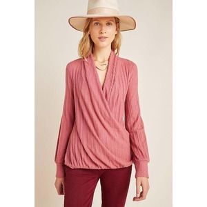 ANTHROPOLOGIE MAEVE sz‎ Small Rafela knit faux wrap top EUC
